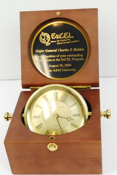 Clock in Display Box to Major General Bolden, A&M Uni