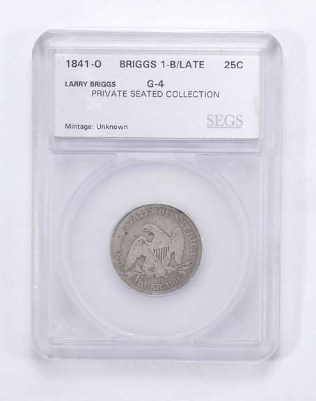 G4 1841-O Seated Liberty Quarter - Briggs 1-B/Late - Graded by SEGS