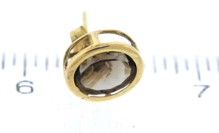 Amazing Bezel Set Oval Smokey Quartz Earrings