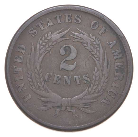 1864 Union Shield Two-Cent Piece - REV RIM CUD