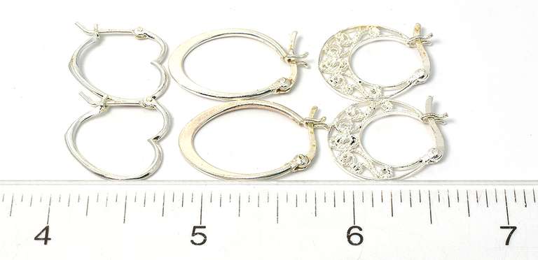 3 Pairs of Earrings Sterling Silver