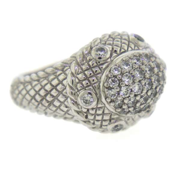 Sterling Silver Judith Ripka Domed Oval Pave CZ Ring