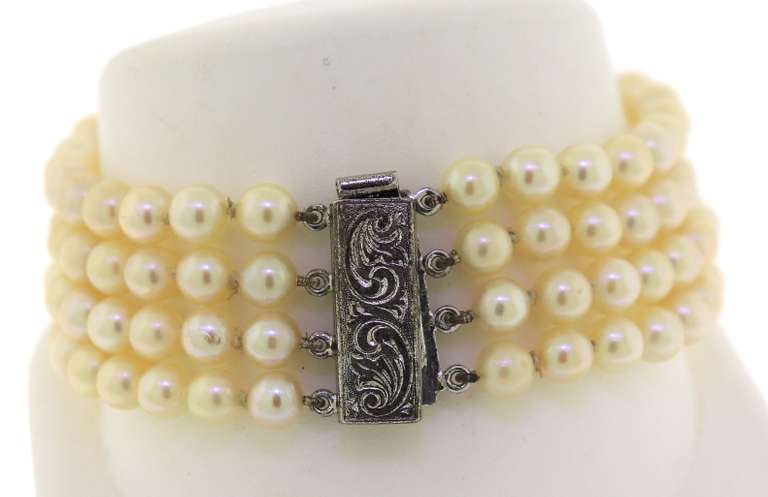 4 Starnd 6mm Pearl Bracelet