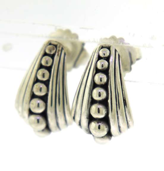 Sterling Silver Small Caviar Hoop Earrings