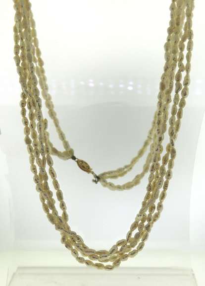4 Strand Fresh water Pearl Necklace w Filigree Clasp
