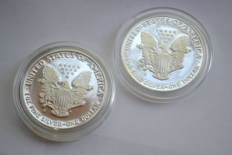1987 S &1991 S Proof Silver Eagles With Boxs Papers
