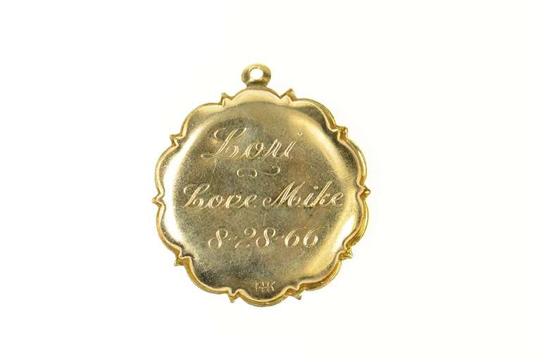 14K Yellow Gold 1960's Anniversary Retro Floral Bouquet Charm/Pendant