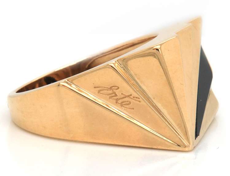 Stunning 14kt YG Erte Black Onyx Gents Ring