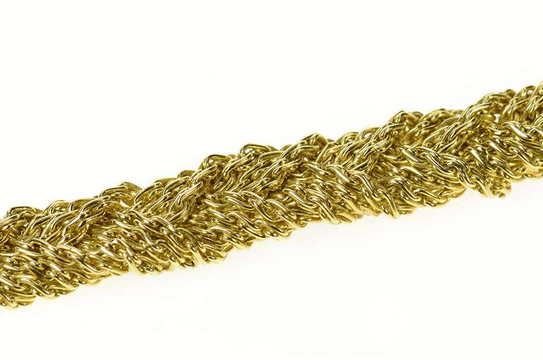 18K Yellow Gold Bvlgari Woven Braid Fancy Designer Chain Bracelet