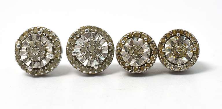 2 Pairs of Sterling Silver Earrings with Diamonds