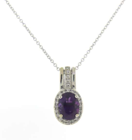 Powerful White Gold Amethyst & Diamond Necklace