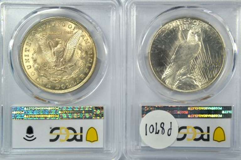 Near Gem 1921 Morgan & 1922 Peace Dollars. PCGS MS64