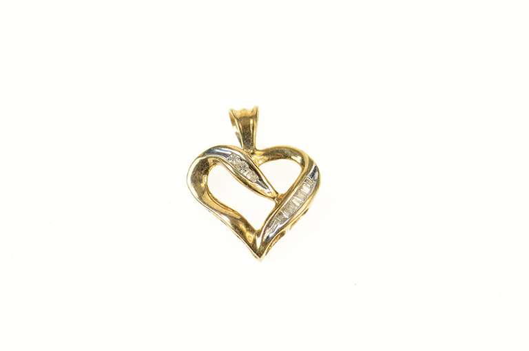 10K Yellow Gold Classic Diamond Heart Love Symbol Pendant