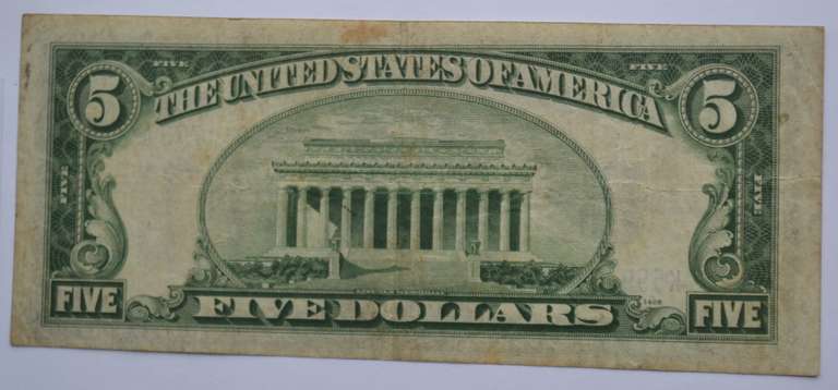 1934 A North  Africa $ 5 Silver Cert Emergency  Issue
