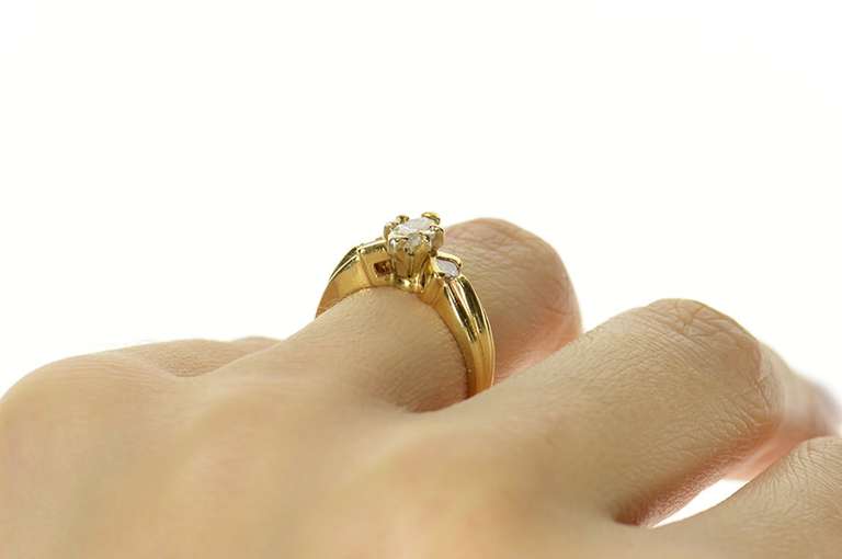 14K Yellow Gold 0.65 Ctw Marquise Diamond Princess Engagement Ring