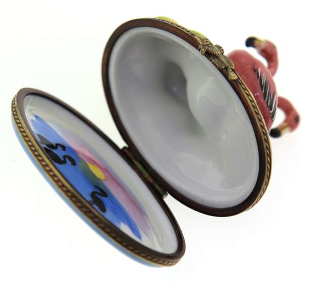 Rochard Hand Painted Flamingo Trinket Box