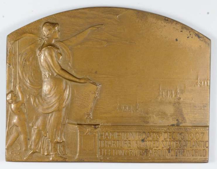 1907-Dated Theodore Roosevelt - Hampton Roads Bronze Plaque