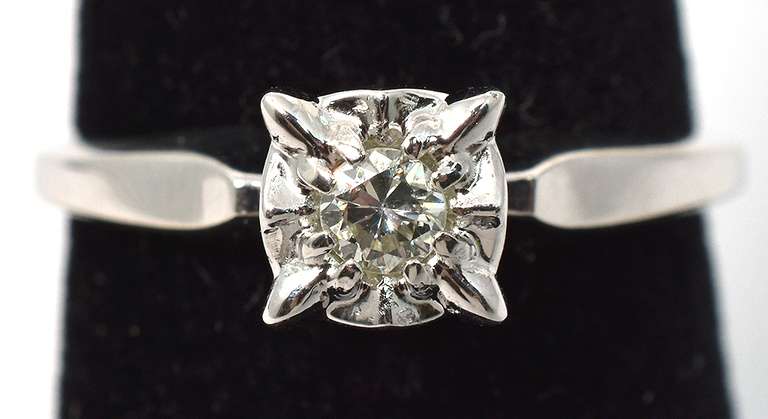 Precious Diamond Solitaire Ring in 14KT White Gold