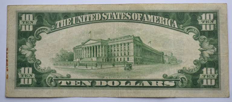 1934 A North  Africa $ 10 Silver Cert Emergency  Issue