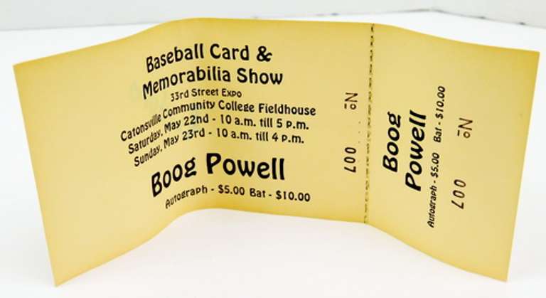 Boog Powell, O's Signed Baseball w/Show Ticket