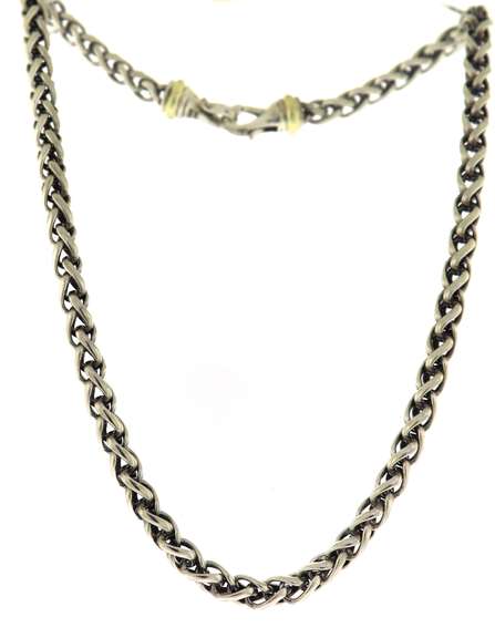 Classic Two-Tone David Yurman Wheat Chain Necklace
