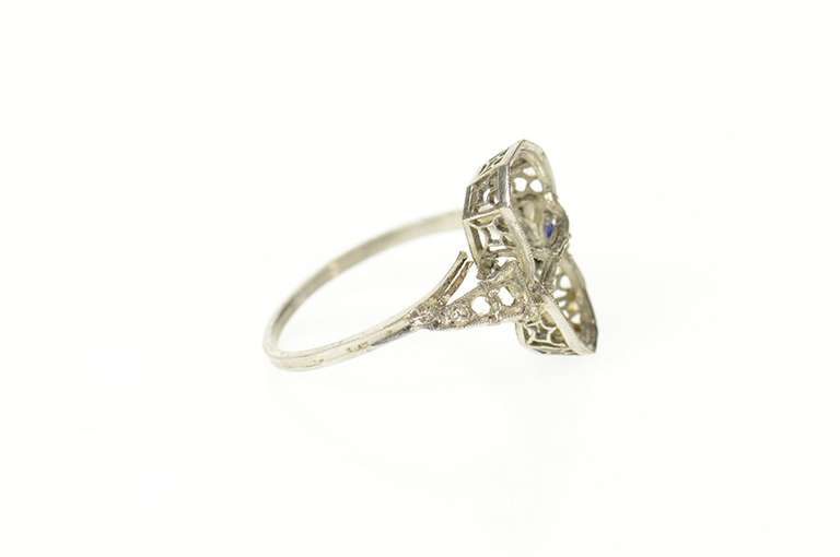 Platinum 7.25mm Art Deco Filigree Engagement Setting Ring