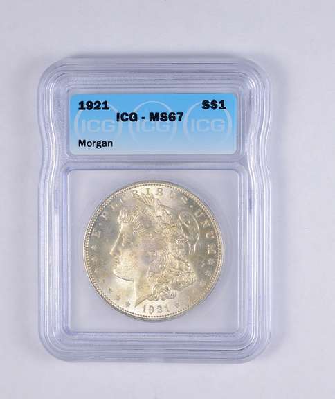 MS67 1921 Morgan Silver Dollar - Graded ICG