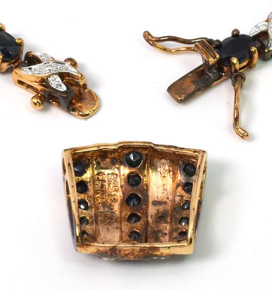 Flashy Sapphire Slide Pendant & Bracelet in Vermeil