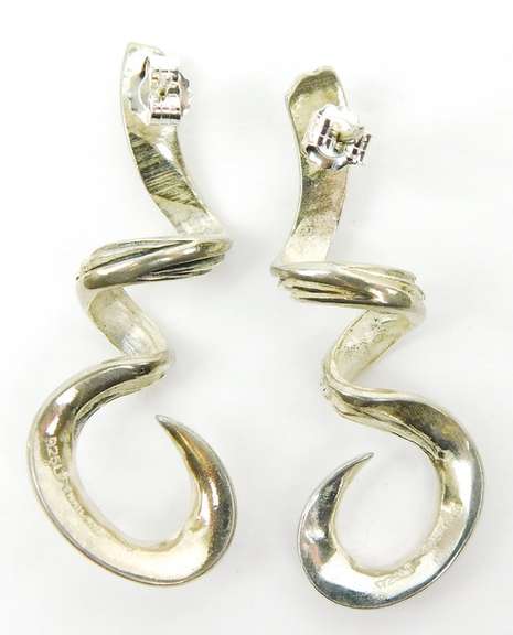 Sterling Silver Marcasite Swirl Earrings