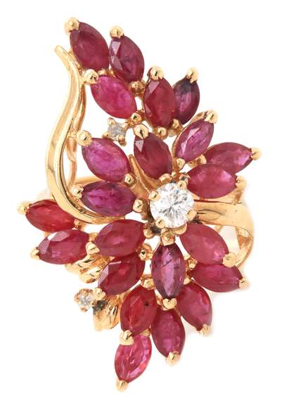 Gorgeous Marquise Ruby w Diamond accent Ring