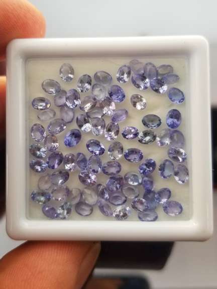 Bright 11.83ct set of 4x3mm unheated Tanzanite