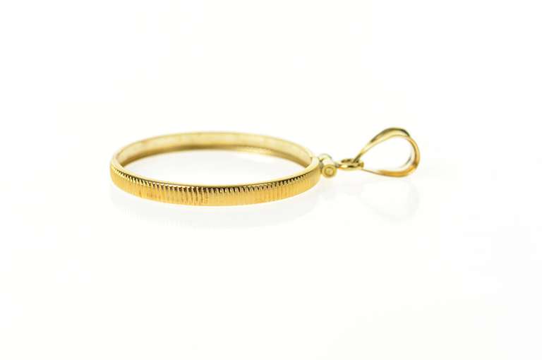 14K Yellow Gold Italian 5 Lira Coin Bezel Holder Pendant