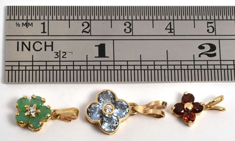 Group of 3 14k Floral Pendants