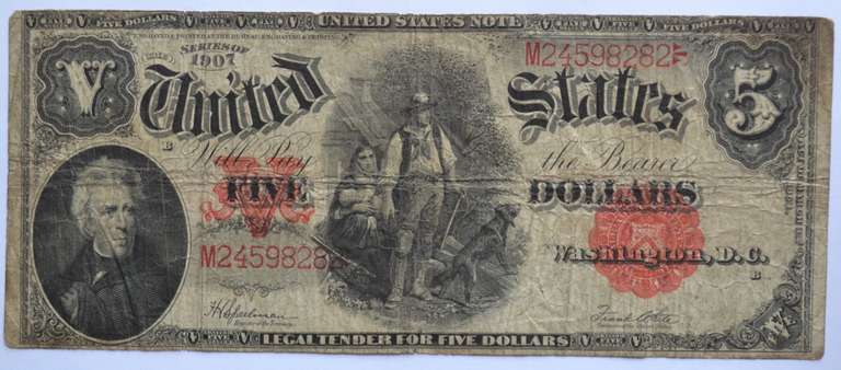 $ 5 Series 1907 Axeman US Note
