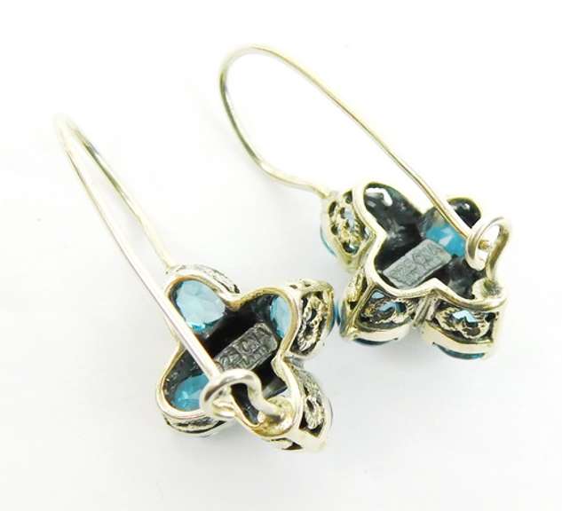 Sterling Blue Topaz & Sapphire Pierced Earrings