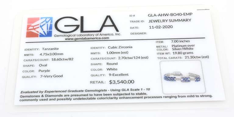 Dynamic Tanzanite & CZ Bracelet in Platinum-Plated Silver