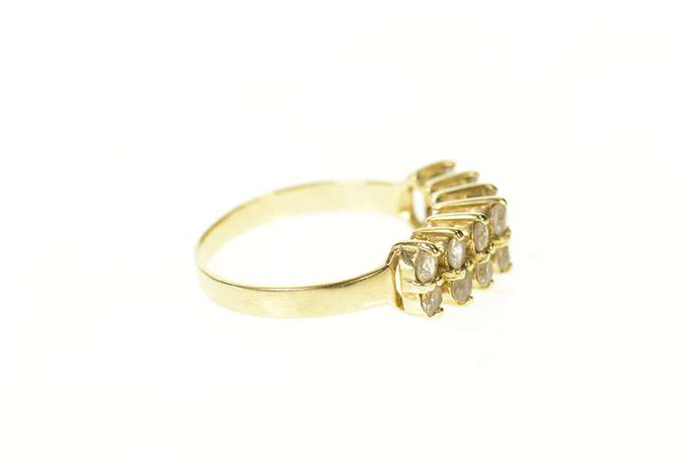 10K Yellow Gold Tiered Squared Cubic Zirconia Statement Band Ring