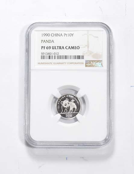 PF69 UCAM 1990 China Panda 10 Yuan 1/10 Oz. Platinum Coin Graded NGC