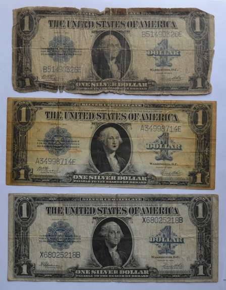 3 Series 1923 $1 Silver Certificates