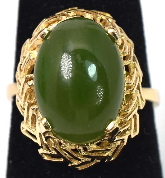 Funky Green Chalcedony Ring in 14KT Yellow Gold