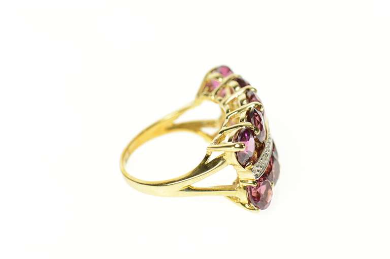 14K Yellow Gold Purple Tourmaline Diamond Statement Band Ring