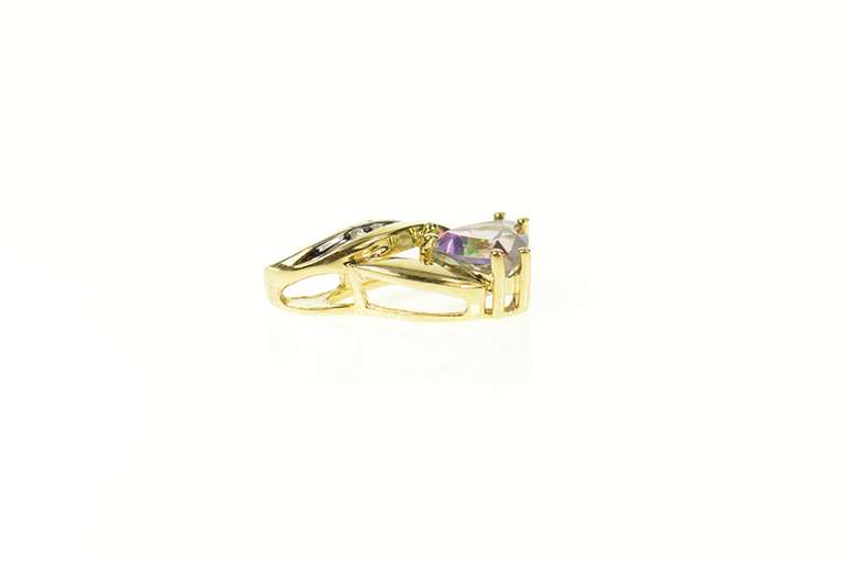 10K Yellow Gold Trillion Mystic Topaz Diamond Accent Pendant