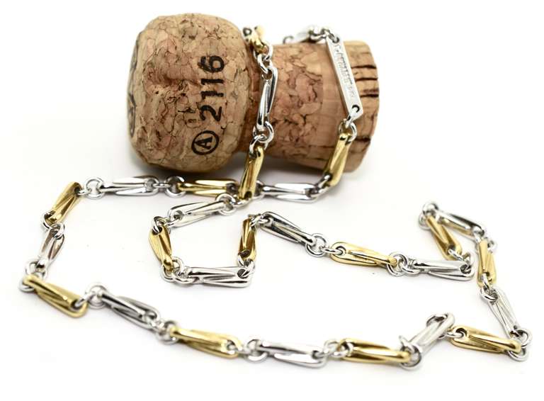 Intriguing 18K Two-Tone  Fancy Link Heavy Necklace