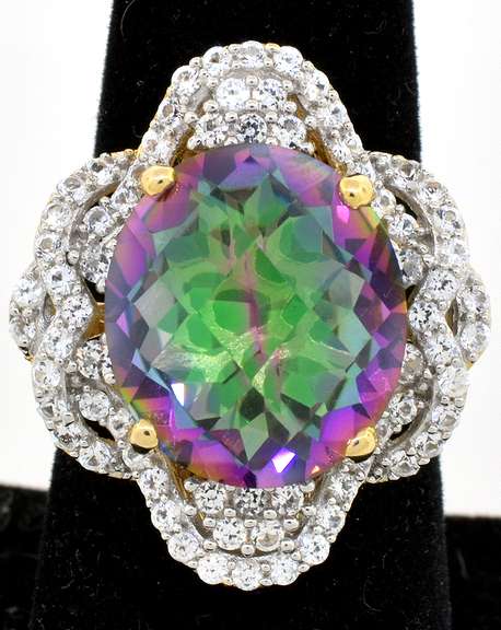Captivating Mystic Topaz & White Topaz Ring in Vermeil