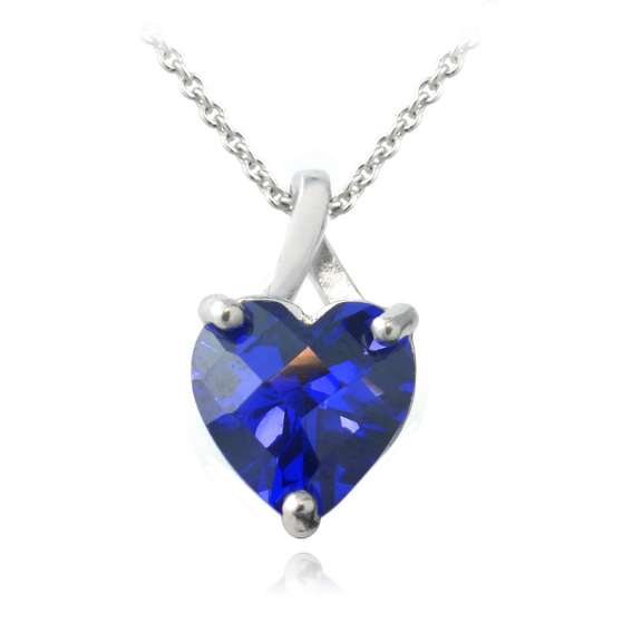 Sterling Silver 5.5ct Created Sapphire Briolette-Cut Heart Pendant