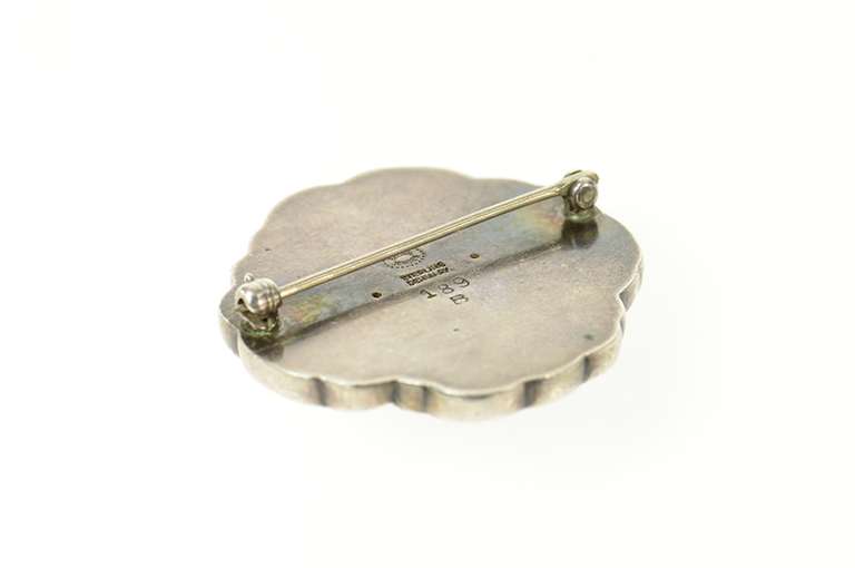 Sterling Silver Georg Jensen Carnelian Leaf Flower 189 Pin/Brooch