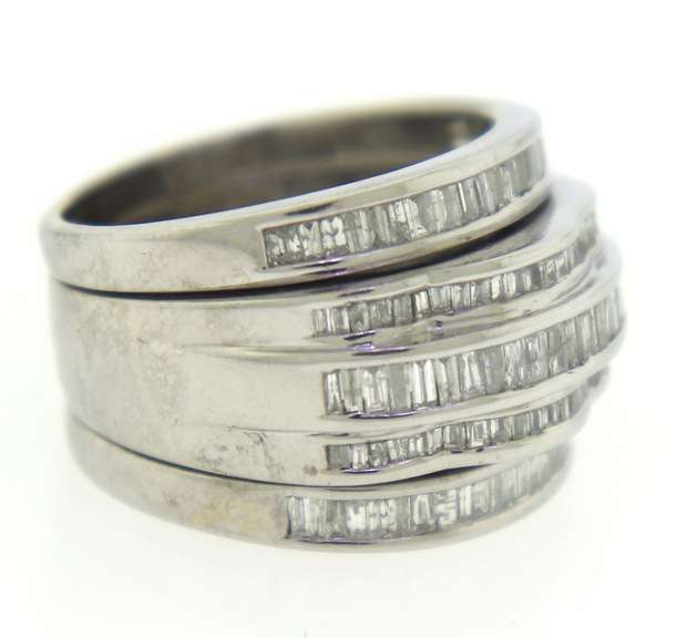 Dazzling White Gold Multi Row Diamond Band Ring