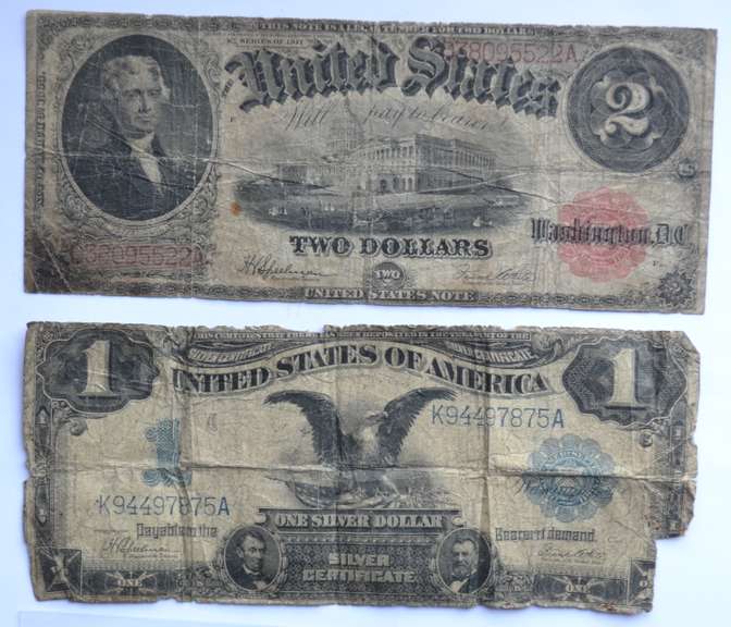 $1 Black Eagle & $ 2 Jefferson 1917 Series Notes