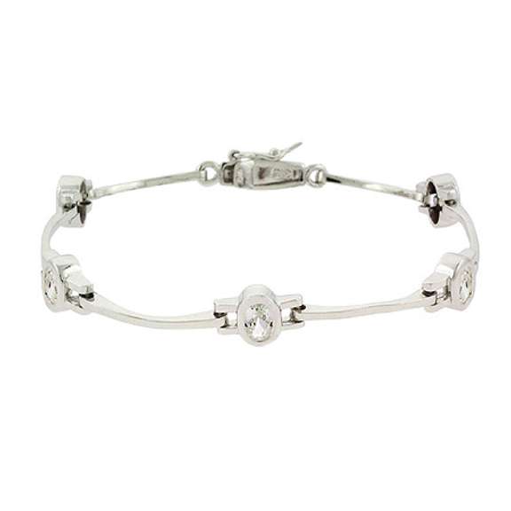 Sterling Silver CZ Oval Tennis Bracelet