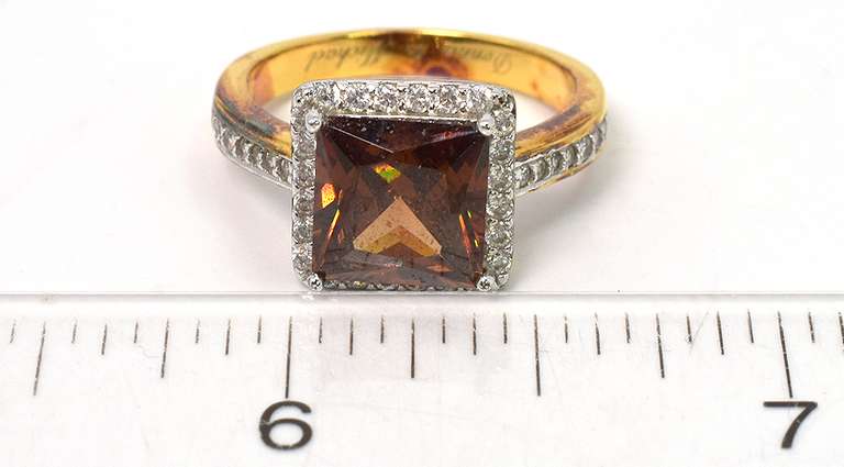 Luscious Chocolate Stone & CZ Cocktail Ring in Sterling Silver